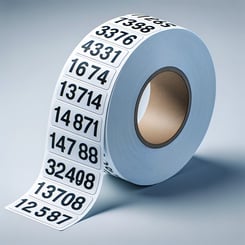 DALL·E 2024-02-21 16.28.11 - Create a photorealistic image of a roll of labels intended for the medical industry, displaying a uniform sequence of numbers where each digit has the